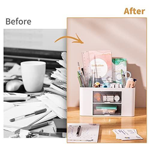 Eco-Friendly Marbrasse Pen Organizer with 2 Drawer, Multi-Functional for Daily Use