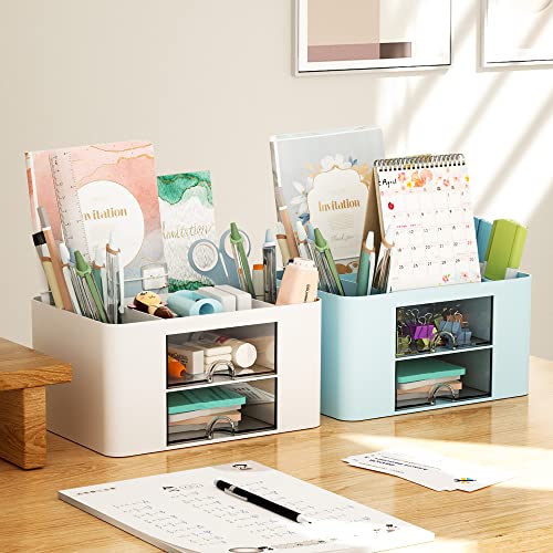 Eco-Friendly Marbrasse Pen Organizer with 2 Drawer, Multi-Functional for Daily Use