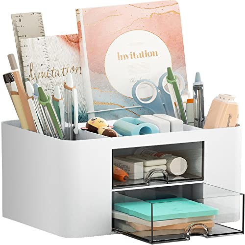 Eco-Friendly Marbrasse Pen Organizer with 2 Drawer, Multi-Functional for Daily Use