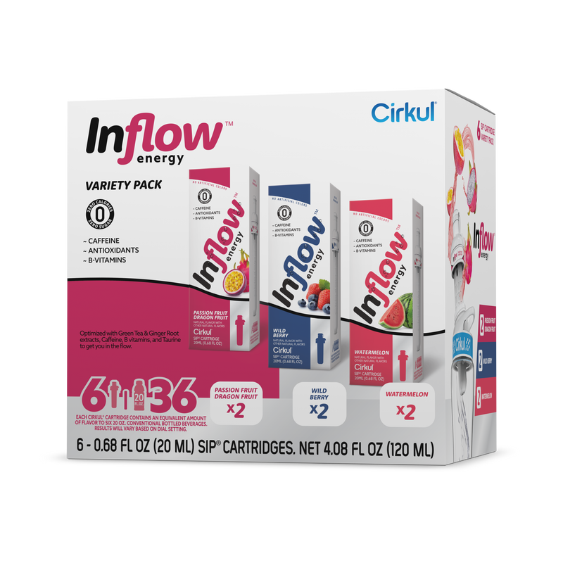 Natural Fruit Flavored Inflow Energy 6-Pack Variety Pack VCUW - Electrolyte Hydration Enhanced Taste Cartridges - Default Title