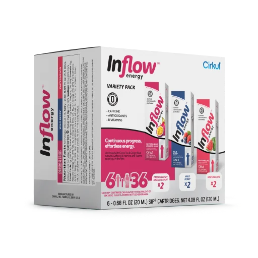 Natural Fruit Flavored Inflow Energy 6-Pack Variety Pack VCUW - Electrolyte Hydration Enhanced Taste Cartridges Detail